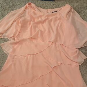 SLNY Light Peach Chiffon Dress
